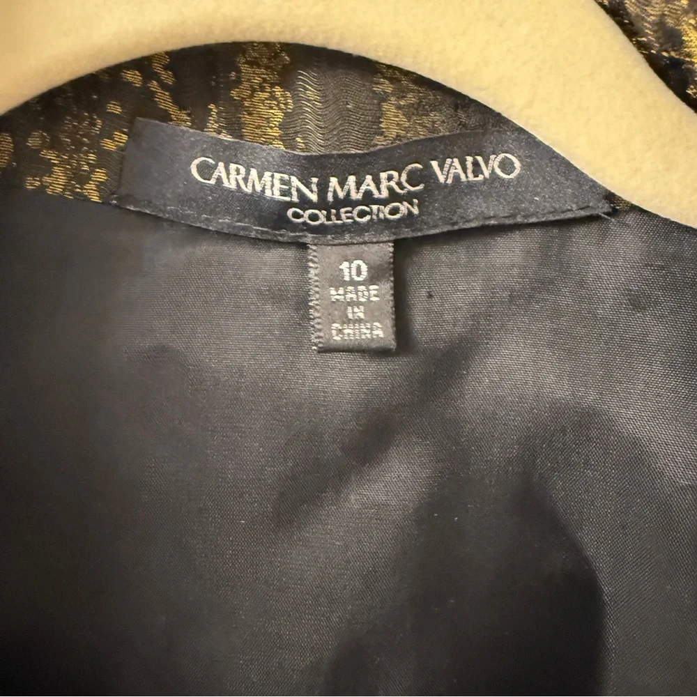 Carmen Marc Valvo Collection Cropped Evening Jacket Size 10 Gold Black Beaded